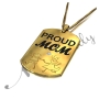 Proud Mom Dog Tag with Diamonds & Contrast Detail in 18k Yellow Gold Plated Silver - 2