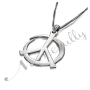 Peace Sign Necklace with Sparkling Detail in 14k White Gold - 2