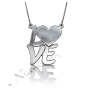"Love" Necklace with Square Design in 14k White Gold - 1