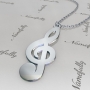 Treble Clef Musical Note Necklace in 14k White Gold - 2