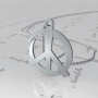 14k White Gold Contemporary Peace Symbol Necklace - 1