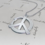 14k White Gold Contemporary Peace Symbol Necklace - 2