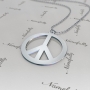 14k White Gold Peace Sign Necklace - 2