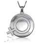 Female Symbol Necklace with Sparkling Circle Pendant in 14k White Gold - 1