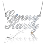 Customized Couple Name Necklace with Swarovski Birthstones in Sterling Silver Ginny n Harry - 1
