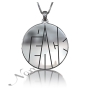 "Peace" Circle Pendant Necklace in 14k White Gold - 1