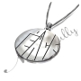 "Peace" Circle Pendant Necklace in 14k White Gold - 2