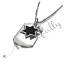 Dog Tag Necklace with Star of David in 14k White Gold - 2