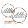 Name Hoop Earrings JLo inspired - "Allie"  (Two-Tone 10k Rose & White Gold) - 1