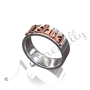 Name Ring with Layered Letters - "Joshua" (Two-Tone 14k White & Rose Gold) - 1