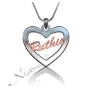 Heart Name Necklace Customized (Two-Tone 14k White and Rose Gold) - 1