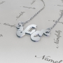 14k White Gold Hebrew Name Necklace in Cursive - "Gili" - 2