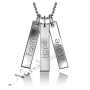 14k White Gold "Faith, Hope & Love" Bar Necklace with Contrast Letters - 3