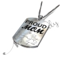 Dog Tag with "Proud Mom", Diamonds and Contrast Details in 14k White Gold - 2