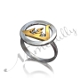 Arabic Initial Ring - "Kaf" (Two-Tone 10k Yellow & White Gold) - 2