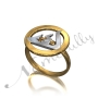 Arabic Initial Ring - "Kaf" (Two-Tone 10k White & Yellow Gold) - 2