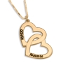 Linked Hearts Double Name Necklace, 24k Gold Plated - 1