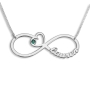 Double Thickness Infinity Name Necklace With Heart And Birthstone, Sterling Silver - 1