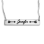 Horizontal Bar Script Name Necklace With Arrows, Sterling Silver - 1