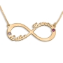 Double Thickness Infinity Two Name Necklace With Birthstones, 24K Gold Plated - 1