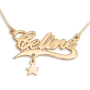 Script Name Necklace With Star Charm, 24K Gold Plated - 1