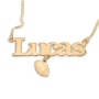 Football Charm Name Necklace, 24K Gold Plated - 1