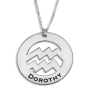 Aquarius Sign Name Necklace, Sterling Silver - 1