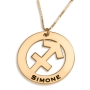 Sagittarius Sign Name Necklace, 24K Gold Plated - 1