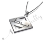 Arabic Monogram Necklace with Diamond-Shaped Pendant in Sterling Silver - "Ba Ta" - 2