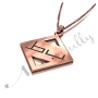 Arabic Monogram Necklace with Diamond-Shaped Pendant in Rose Gold Plated Silver - "Ba Ta" - 2