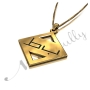 Arabic Monogram Necklace with Diamond-Shaped Pendant in 14k Yellow Gold - "Ba Ta" - 2