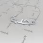 Sterling Silver "Love" Arabic Necklace with Classic Hearts Design - 2