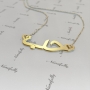 10k Yellow Gold "Love" Arabic Necklace with Classic Hearts Design - 2