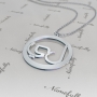 Arabic Monogram Necklace with Circular Pendant in 10k White Gold - "Lam Yaa" - 2