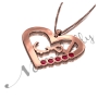 Arabic "Ummi" Mom Necklace with Hearts & Swarovski Birthstones in Rose Gold Plated - 2