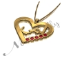 Arabic "Ummi" Mom Necklace with Hearts & Swarovski Birthstones in 14k Yellow Gold - 2