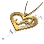 Arabic "Ummi" Mom Necklace with Hearts & Diamonds in 18k Yellow Gold Plated - 2