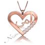 Arabic "Ummi" Mom Necklace with Hearts & Diamonds in Rose Gold Plated - 1
