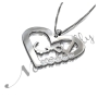 Arabic "Ummi" Mom Necklace with Hearts & Diamonds in 14k White Gold - 2