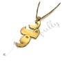Arabic Monogram Necklace with Vertical Design & Swarovski Birthstones in 14k Yellow Gold - "Ra Fa Wow" - 2
