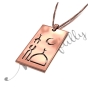 Mosque Symbol Engraving on Rectangular Pendant in Rose Gold Plated - 2