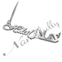 Hilal Arabic & English Name Necklace with Sparkling Design in 14k White Gold - 2