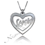 Hebrew Name Necklace in Heart-Shaped Pendant in Sterling Silver - "Avital" - 1