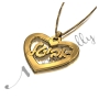 Hebrew Name Necklace in Heart-Shaped Pendant in 10k Yellow Gold - "Avital" - 2