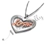 Hebrew Name Necklace in Heart-Shaped Pendant - "Avital" (Two-Tone 14k White & Rose Gold) - 2