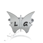 Butterfly Ring with Contrast Letters in Sterling Silver - "LG" - 2