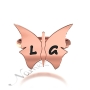 Butterfly Ring with Contrast Letters in Rose Gold Plated Silver - "LG" - 2