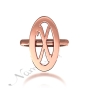 Customized Initial Ring with Circle in Rose Gold Plated Silver - "X Marks the Spot" - 2