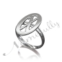 Customized Initial Ring with Circle in 10k White Gold - "X Marks the Spot" - 1
