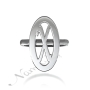 Customized Initial Ring with Circle in 14k White Gold - "X Marks the Spot" - 2